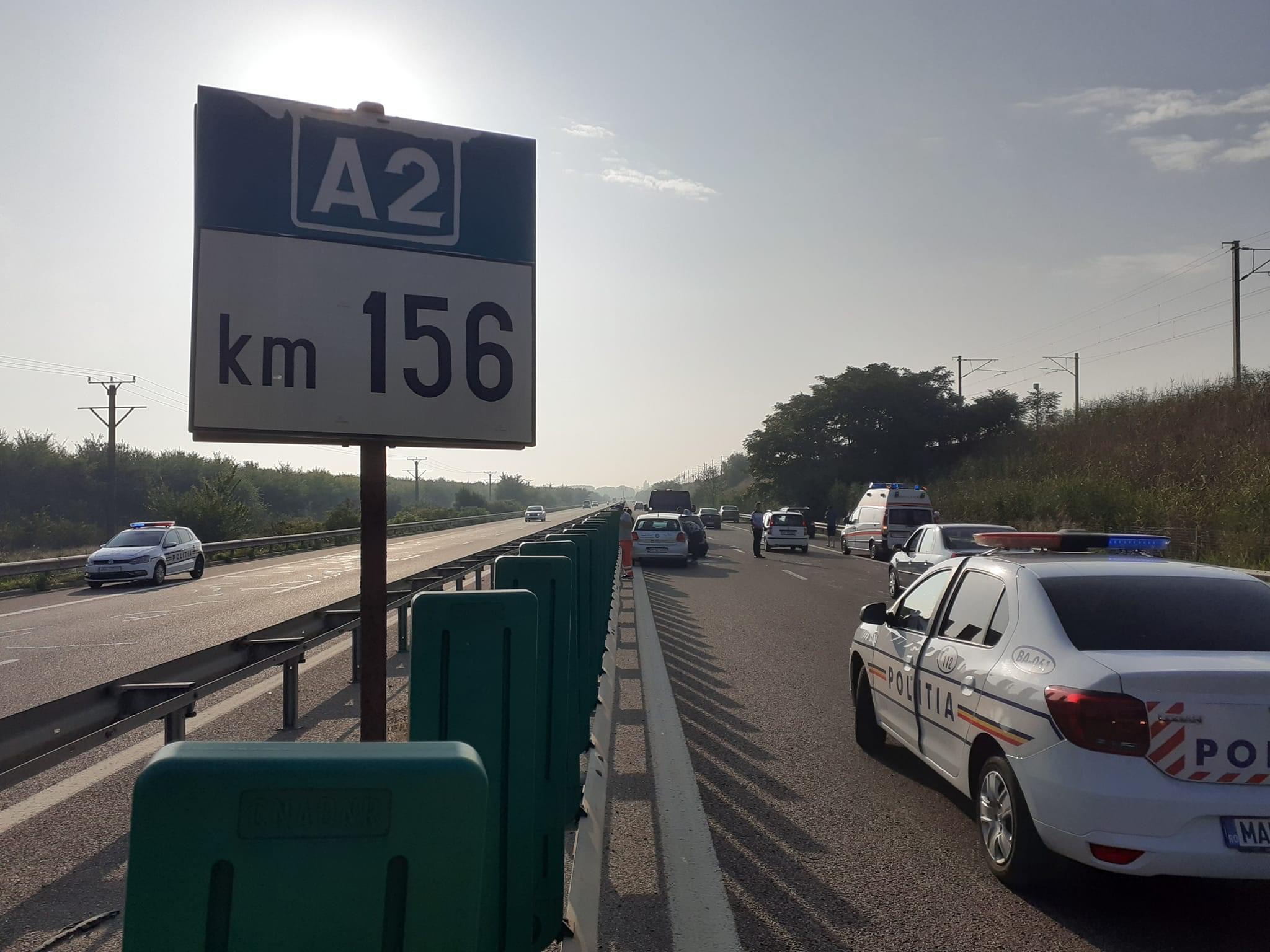 Trafic restricționat pe autostrada A2 la km 156