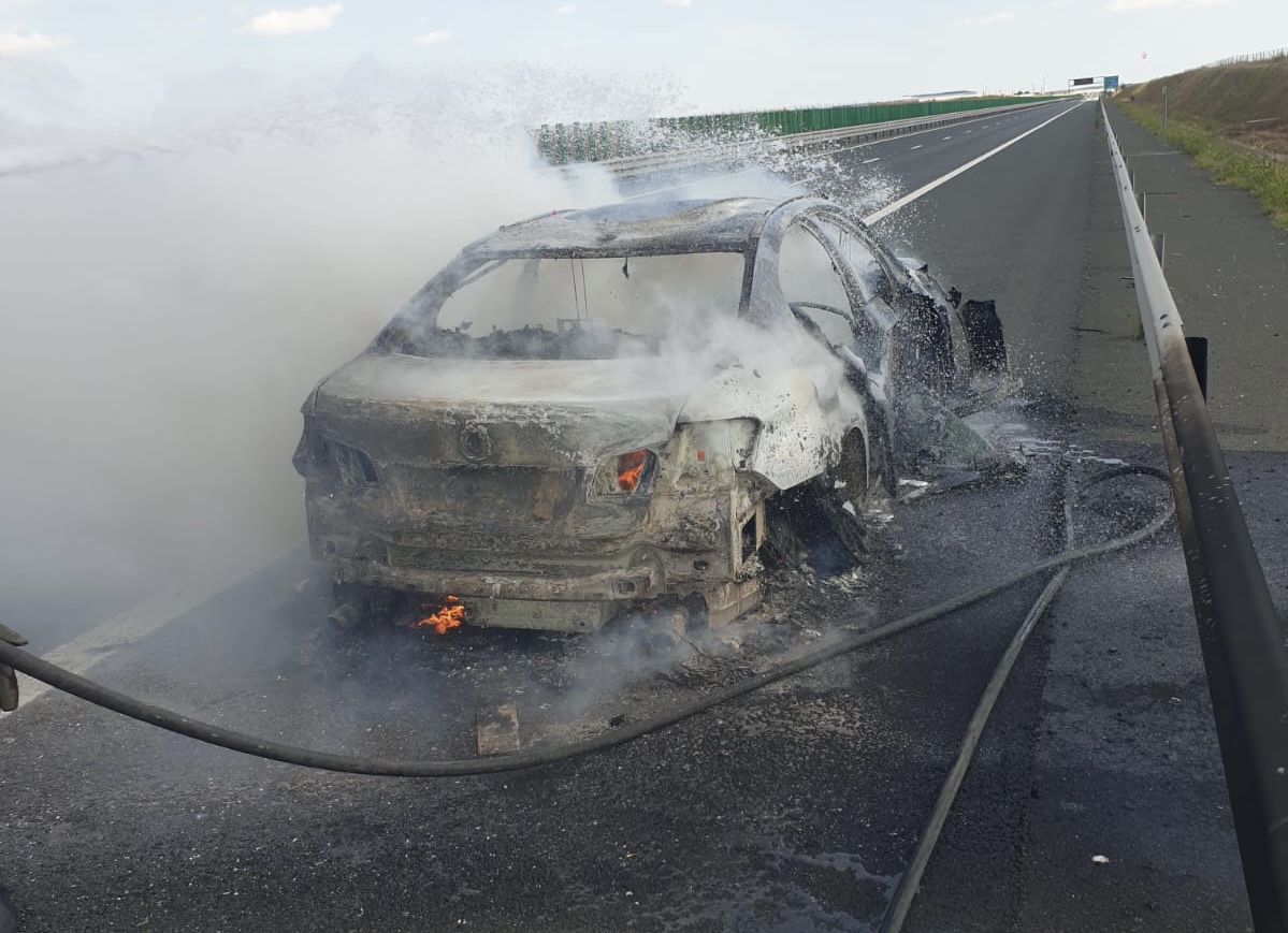 Incendiu auto pe autostrada A2, la km 189