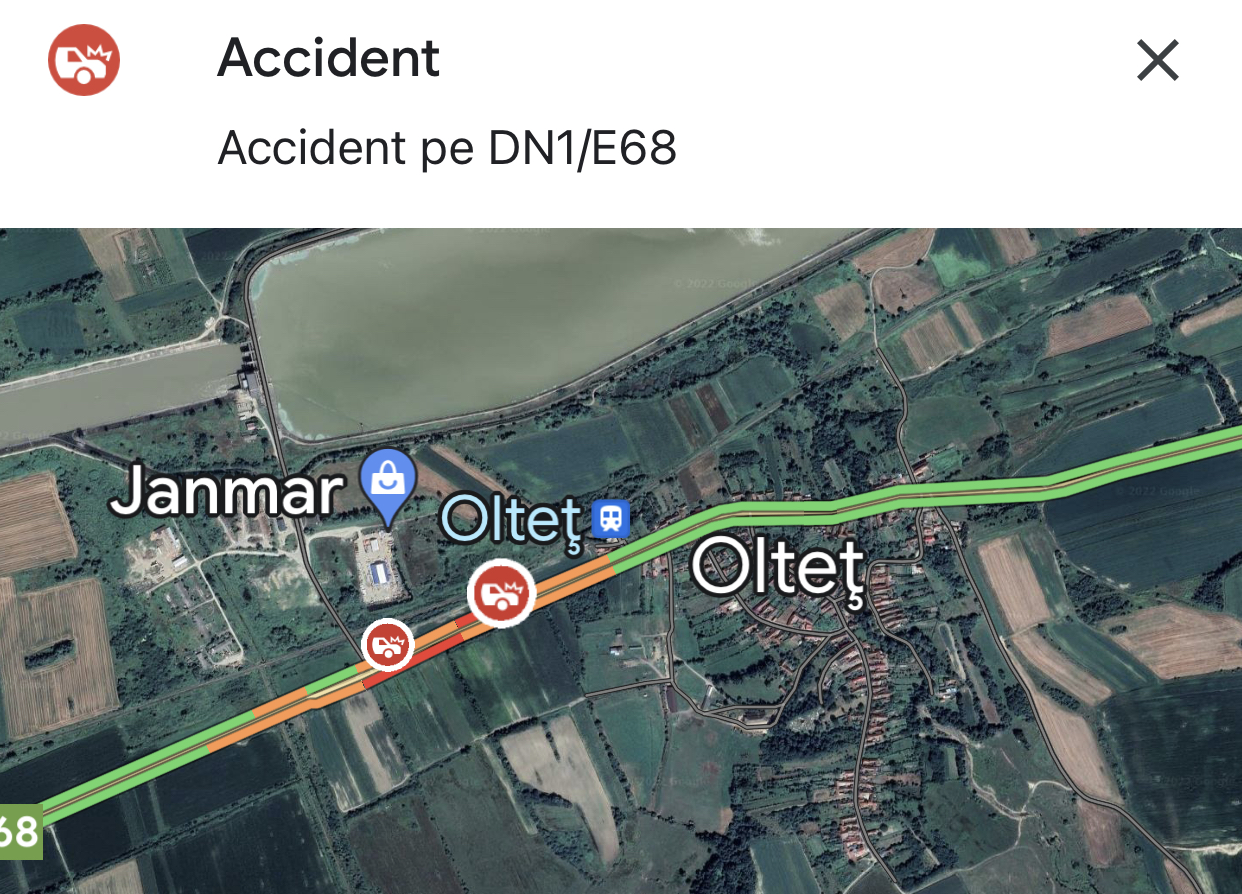Autoturism răsturnat în zona localității Olteț