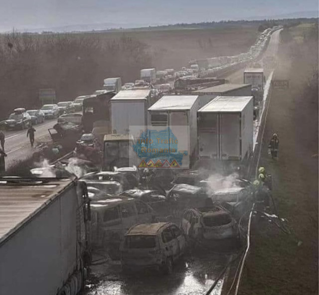 Carambol pe autostrada M1 din Ungaria. Trei români au fost răniți
